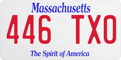 MA license plate 446TX0