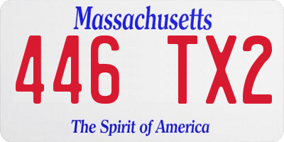 MA license plate 446TX2