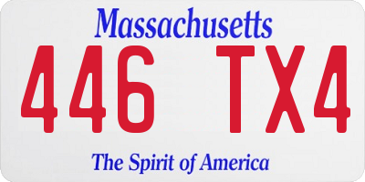 MA license plate 446TX4