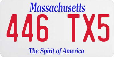 MA license plate 446TX5