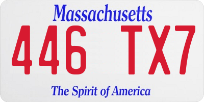 MA license plate 446TX7