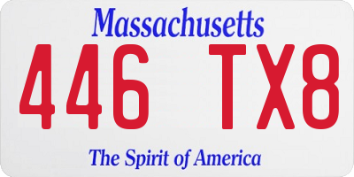 MA license plate 446TX8