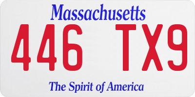 MA license plate 446TX9