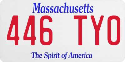 MA license plate 446TY0