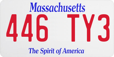 MA license plate 446TY3
