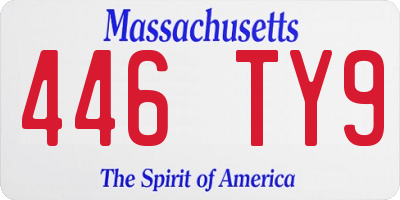 MA license plate 446TY9