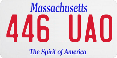 MA license plate 446UA0