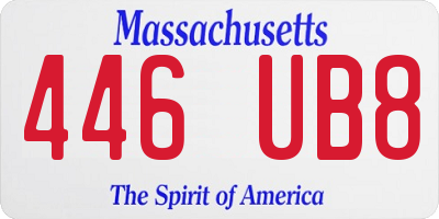 MA license plate 446UB8