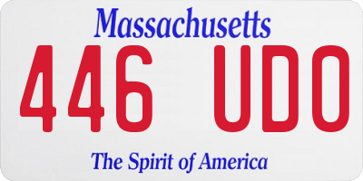 MA license plate 446UD0