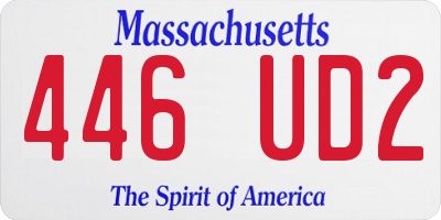 MA license plate 446UD2
