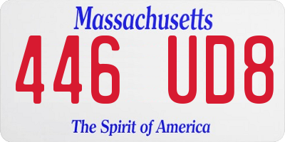 MA license plate 446UD8
