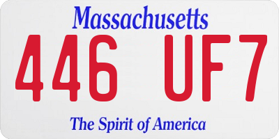 MA license plate 446UF7