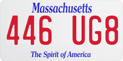 MA license plate 446UG8