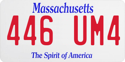MA license plate 446UM4