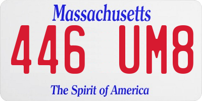 MA license plate 446UM8