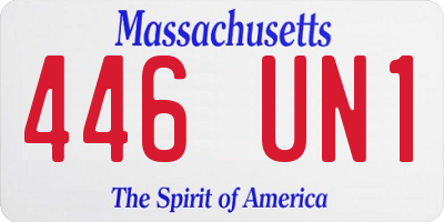 MA license plate 446UN1
