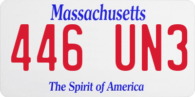 MA license plate 446UN3