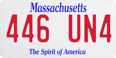 MA license plate 446UN4