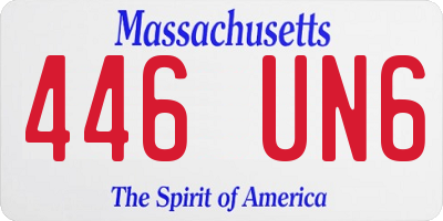 MA license plate 446UN6