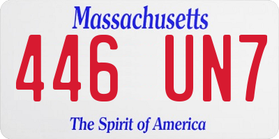 MA license plate 446UN7