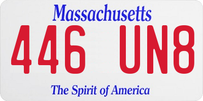 MA license plate 446UN8