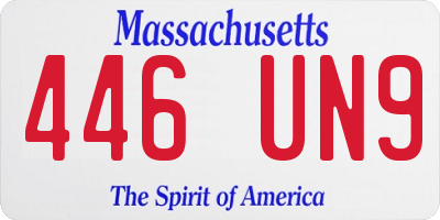 MA license plate 446UN9