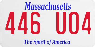 MA license plate 446UO4