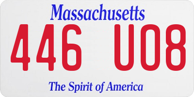 MA license plate 446UO8