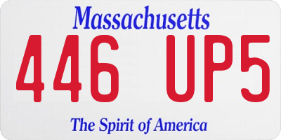 MA license plate 446UP5