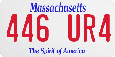 MA license plate 446UR4