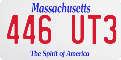 MA license plate 446UT3