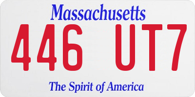 MA license plate 446UT7