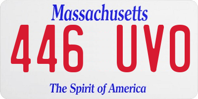 MA license plate 446UV0
