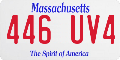 MA license plate 446UV4