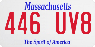 MA license plate 446UV8