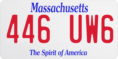 MA license plate 446UW6