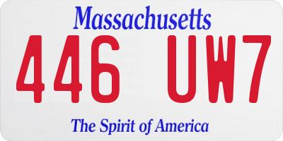 MA license plate 446UW7