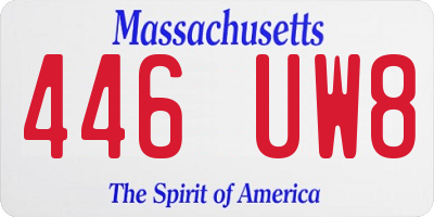 MA license plate 446UW8
