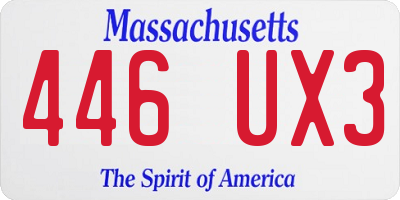 MA license plate 446UX3