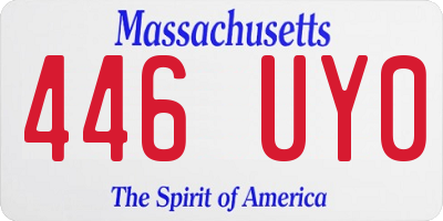 MA license plate 446UY0