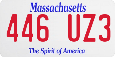 MA license plate 446UZ3