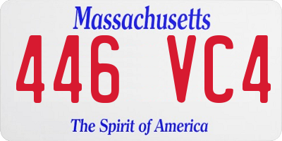 MA license plate 446VC4