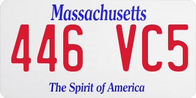 MA license plate 446VC5