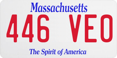 MA license plate 446VE0