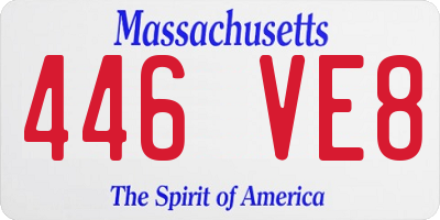 MA license plate 446VE8