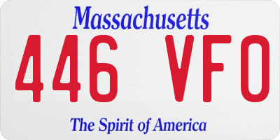 MA license plate 446VF0
