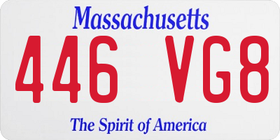 MA license plate 446VG8