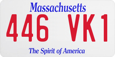 MA license plate 446VK1