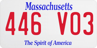 MA license plate 446VO3