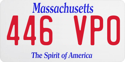 MA license plate 446VP0